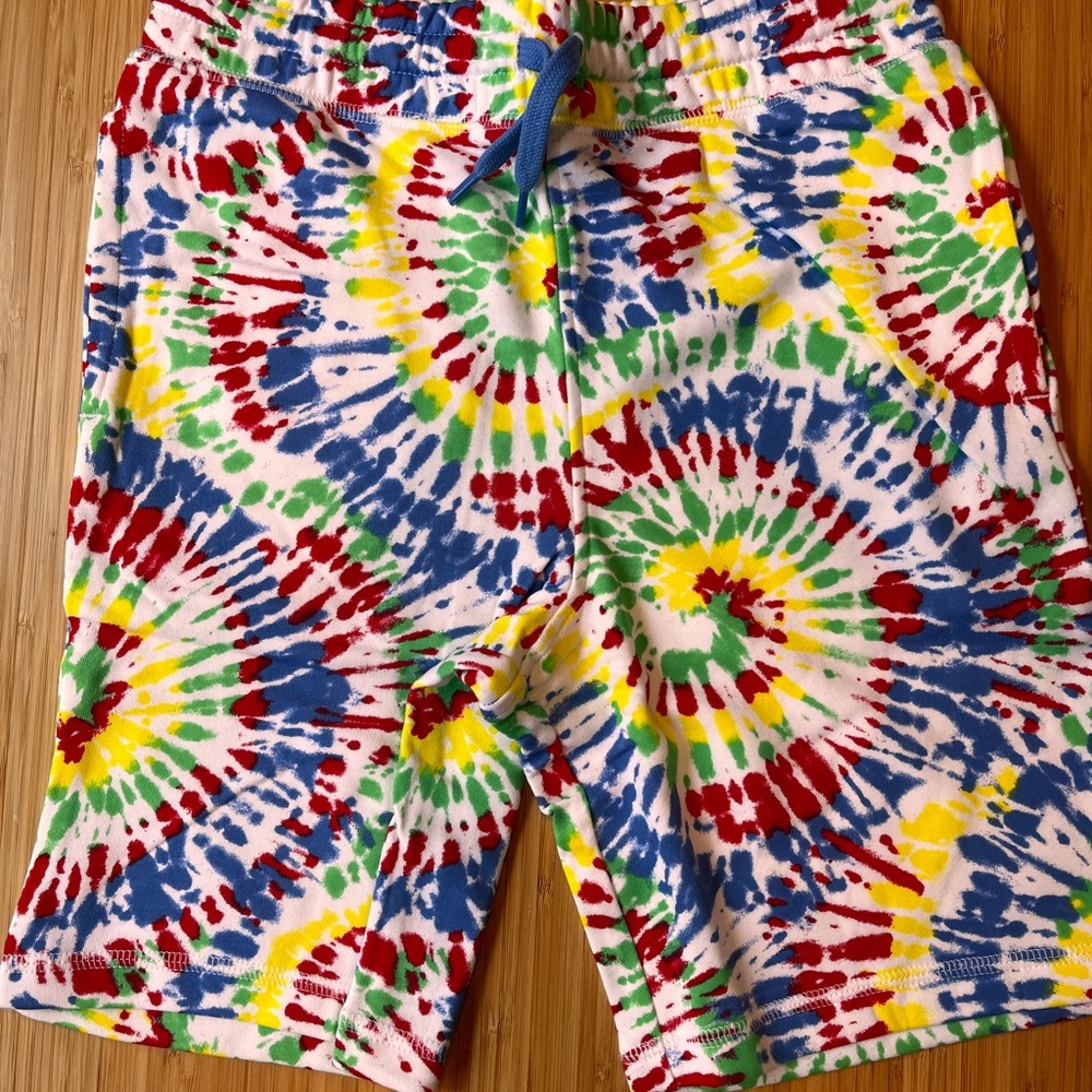 Lands' End Unisex Large 10-12 Multicolor Tie-Dye Shorts Sweats 7” Summer Color